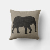 アフリカゾウのシルエットとカスタム文字 クッション (裏面)