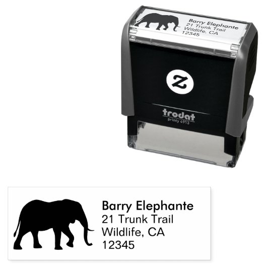 アフリカゾウのシルエット差出人住所 セルフインキングスタンプ (インサイチュ)