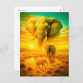 アフリカゾウの二重暴露ポートレート シーズンポストカード (正面/裏面)