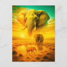 アフリカゾウの二重暴露ポートレート シーズンポストカード