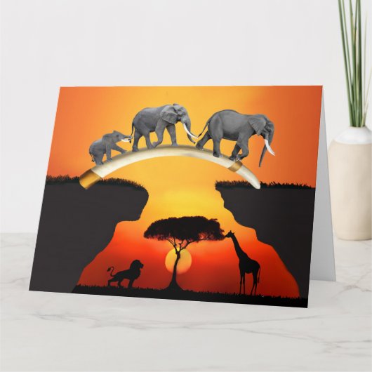 アフリカゾウの家族 カード (正面)