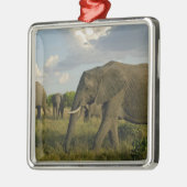 アフリカゾウの放牧、ロキソドンタアフリカナ メタルオーナメント (左)