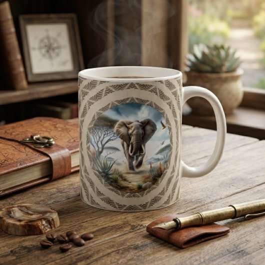 アフリカゾウの模様デザイン コーヒーマグカップ