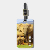 アフリカゾウの母と子牛 ラゲッジタグ (正面縦)