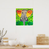 アフリカゾウの水彩画のポスター ポスター (キッチン)