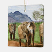 アフリカゾウの水絵画色 セラミックオーナメント (左)