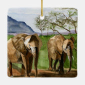 アフリカゾウの水絵画色 セラミックオーナメント (裏面)