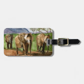 アフリカゾウの水絵画色 ラゲッジタグ (正面横)