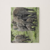 アフリカゾウの群れ, Loxodonta africana, 2 ジグソーパズル (縦)
