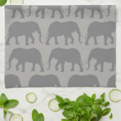 アフリカゾウはパターンのシルエットを描きます キッチンタオル (折り畳み)