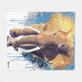 アフリカゾウデザイン |野生動物 フリースブランケット (正面(横))
