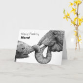 アフリカゾウハッピーバースデーママカード カード (黄色い花)