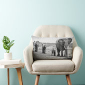 アフリカゾウ及び子牛|ケニヤ、アフリカ ランバークッション (椅子)