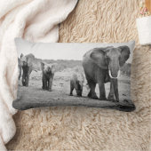 アフリカゾウ及び子牛|ケニヤ、アフリカ ランバークッション (ブランケット)