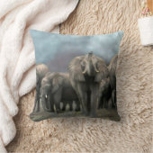アフリカゾウ家族の芸術デザイナー枕 クッション (ブランケット)