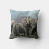 アフリカゾウ家族の芸術デザイナー枕 クッション (裏面)