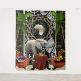 アフリカゾウ散歩 タペストリー