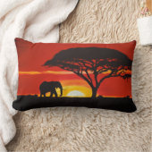 アフリカゾウ美術 ランバークッション (ブランケット)