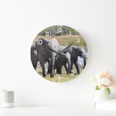 アフリカゾウ群 ラージ壁時計 (ホーム)