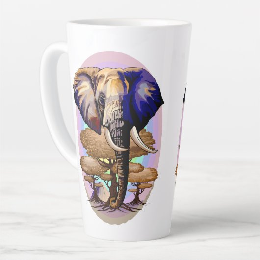 アフリカゾウ超現実ポートレート カフェラテマグ (左アングル)