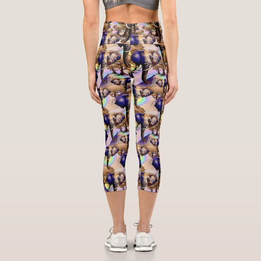 アフリカゾウ超現実ポートレート カプリレギンス (裏面)