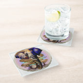 アフリカゾウ超現実ポートレート ガラスコースター (アングル)