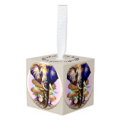 アフリカゾウ超現実ポートレート キューブオーナメント (正面アングル)