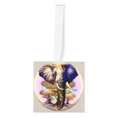 アフリカゾウ超現実ポートレート キューブオーナメント (正面)