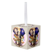 アフリカゾウ超現実ポートレート キューブオーナメント (裏面アングル)