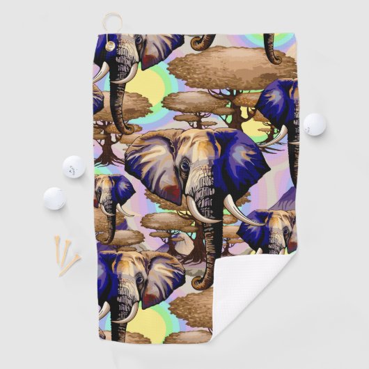 アフリカゾウ超現実ポートレート ゴルフタオル (インサイチュ)