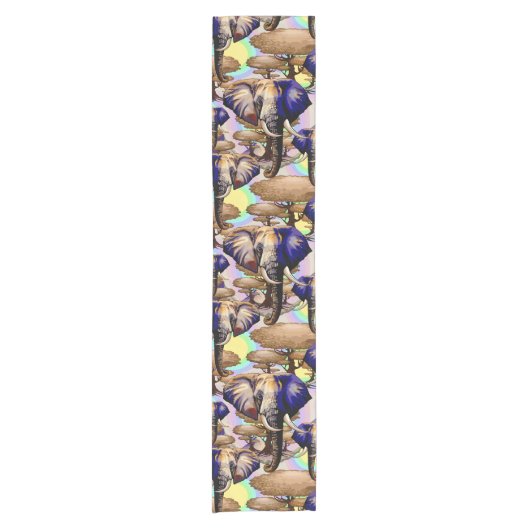 アフリカゾウ超現実ポートレート ショートテーブルランナー (正面)