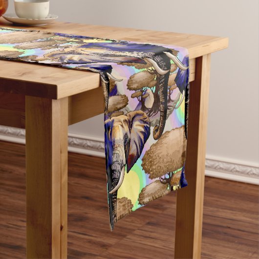 アフリカゾウ超現実ポートレート ショートテーブルランナー (インサイチュ)