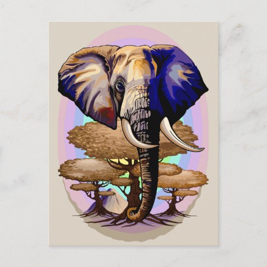 アフリカゾウ超現実ポートレート シーズンポストカード (正面)