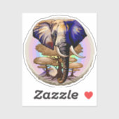 アフリカゾウ超現実ポートレート シール (シート)