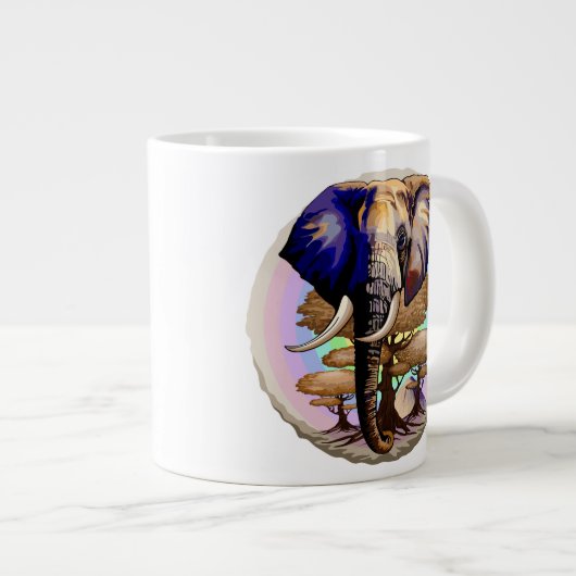 アフリカゾウ超現実ポートレート ジャンボコーヒーマグカップ (正面右)