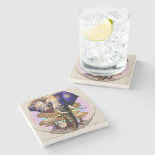 アフリカゾウ超現実ポートレート ストーンコースター (横)