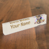 アフリカゾウ超現実ポートレート デスクネームプレート (側面)