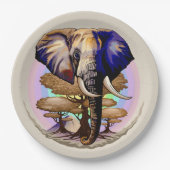 アフリカゾウ超現実ポートレート ペーパープレート (正面)