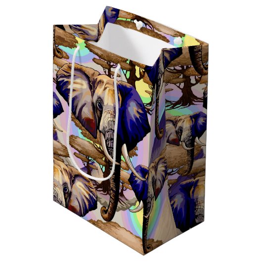 アフリカゾウ超現実ポートレート ミディアムペーパーバッグ (正面アングル)