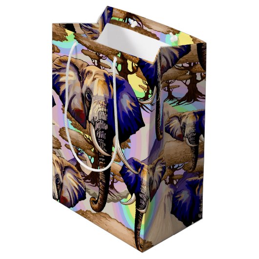アフリカゾウ超現実ポートレート ミディアムペーパーバッグ (裏面アングル)