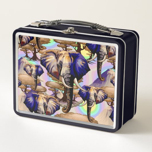 アフリカゾウ超現実ポートレート メタルランチボックス (正面)