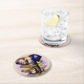 アフリカゾウ超現実ポートレート ラウンドペーパーコースター (インサイチュ)