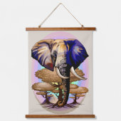 アフリカゾウ超現実ポートレート 吊り下げ型タペストリー (正面)