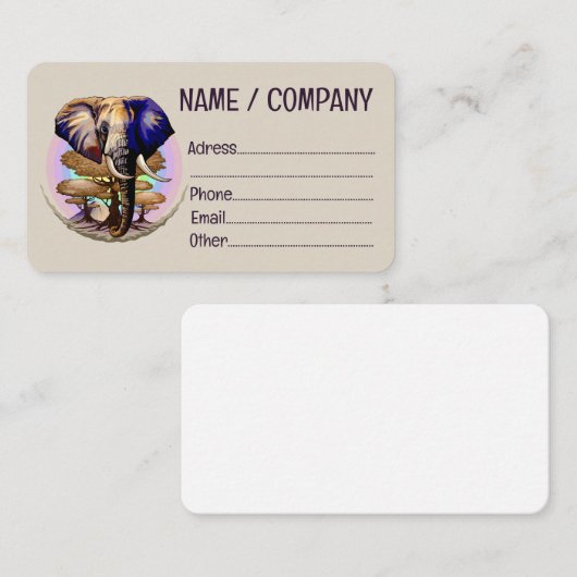 アフリカゾウ超現実ポートレート 名刺 (正面/裏面)