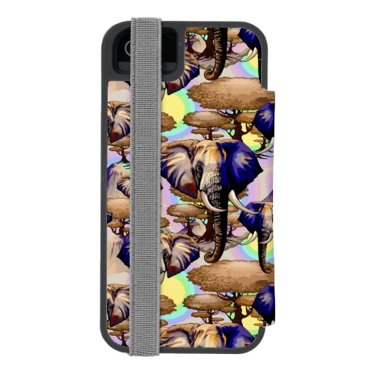 アフリカゾウ超現実ポートレート INCIPIO iPhoneウォレットケース (フォリオ裏面)