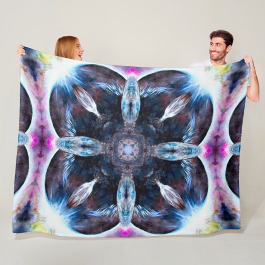 アフリカゾウ部族の精霊曼荼羅キルト フリースブランケット (インサイチュ)