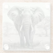 アフリカゾウ鉛筆スケッチ ガラスコースター (裏面)