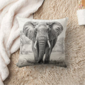 アフリカゾウ鉛筆スケッチ クッション (ブランケット)