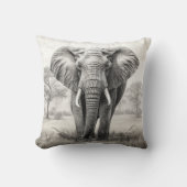 アフリカゾウ鉛筆スケッチ クッション (正面)