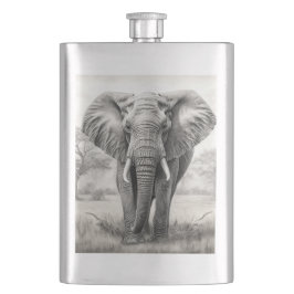 アフリカゾウ鉛筆スケッチ フラスク